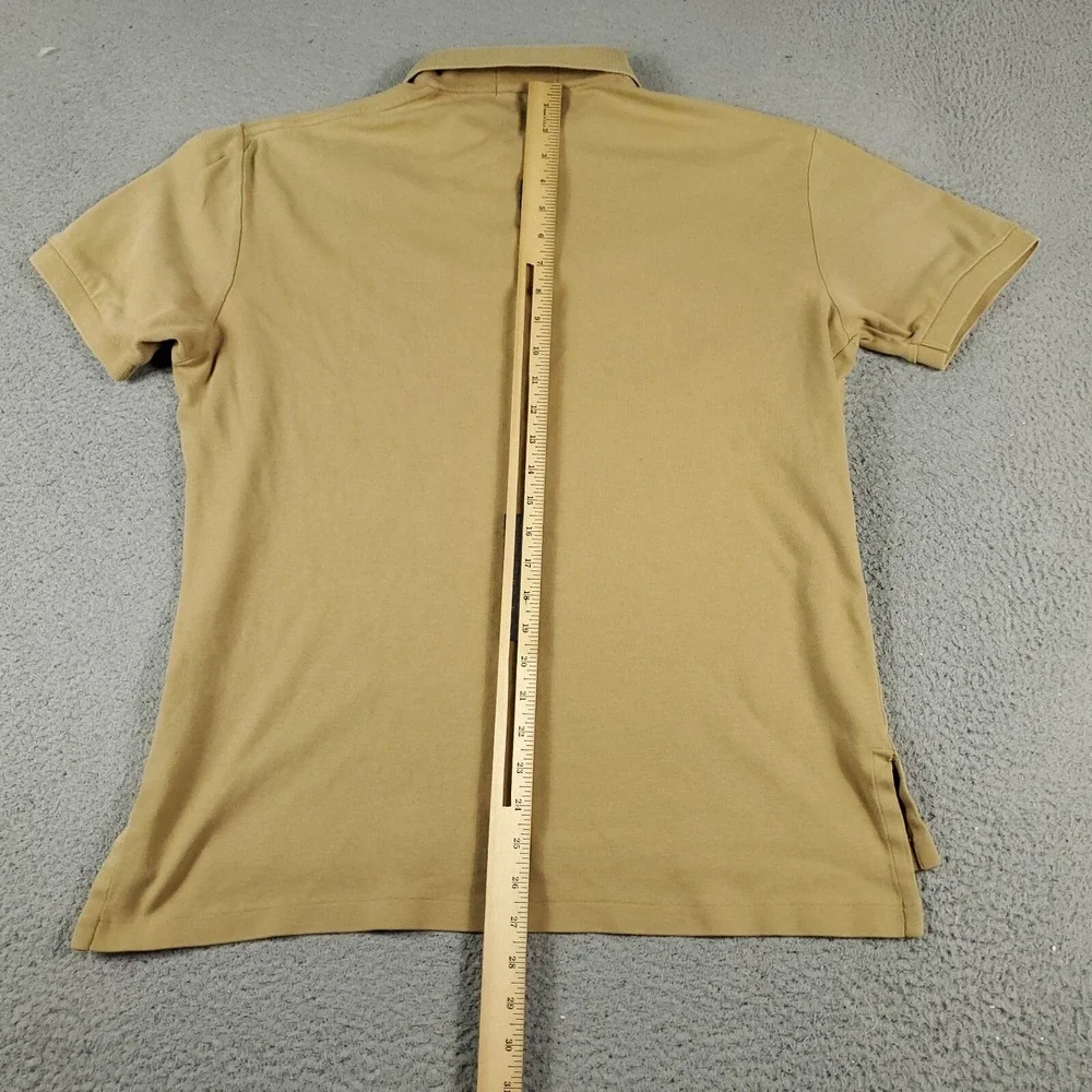 Ralph Lauren Polo Shirt Mens Medium Beige Pony Casual Short Sleeve *STAINED*